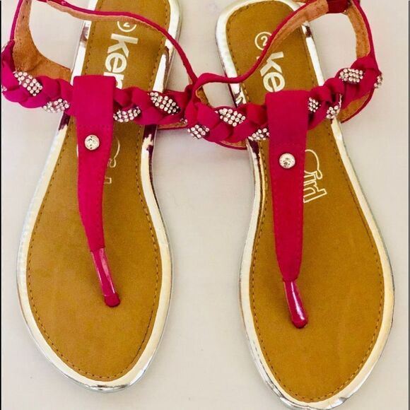 Kensie Girls Pink Bling Thong Sandals Big Girl’s 2 - Picture 1 of 6